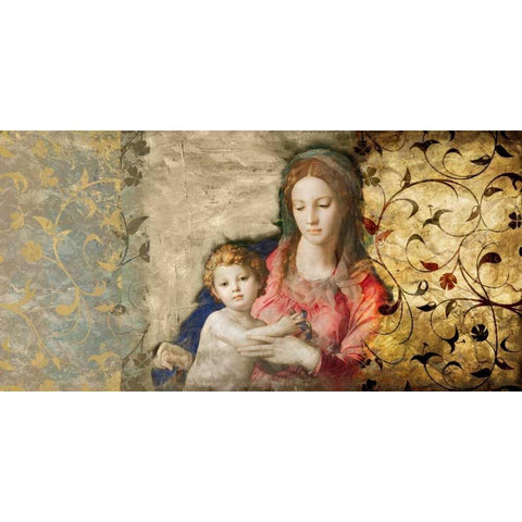 Virgin Mary-after Bronzino Black Modern Wood Framed Art Print with Double Matting by Roux, Simon