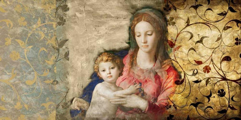 Virgin Mary-after Bronzino White Modern Wood Framed Art Print with Double Matting by Roux, Simon