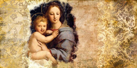 Madonna del Candelabro-after Raffaello Black Ornate Wood Framed Art Print with Double Matting by Roux, Simon