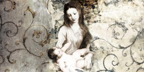 Madonna and Child-after Van Dyck White Modern Wood Framed Art Print with Double Matting by Roux, Simon