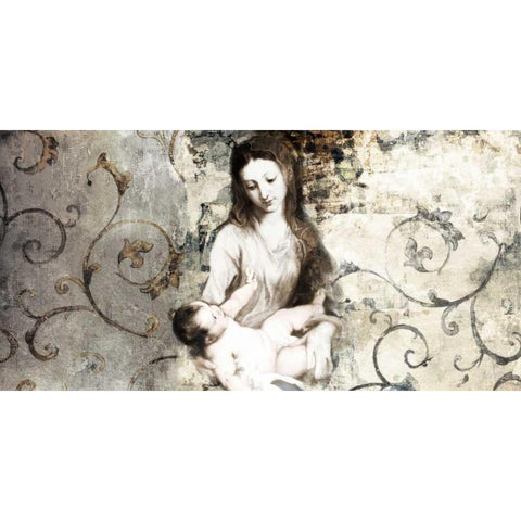 Madonna and Child-after Van Dyck Black Modern Wood Framed Art Print by Roux, Simon