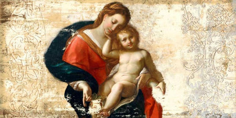 Madonna and Child-after Procaccini White Modern Wood Framed Art Print with Double Matting by Roux, Simon