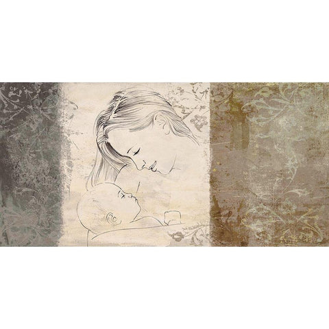 Maternite II (neutral) White Modern Wood Framed Art Print by Roux, Simon