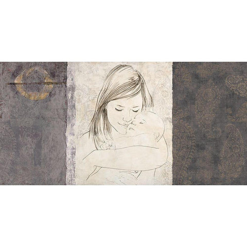 Maternite I (grey) White Modern Wood Framed Art Print by Roux, Simon