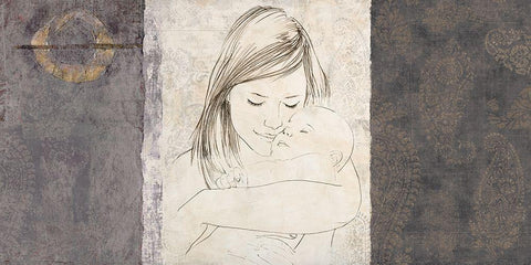 Maternite I (grey) Black Ornate Wood Framed Art Print with Double Matting by Roux, Simon