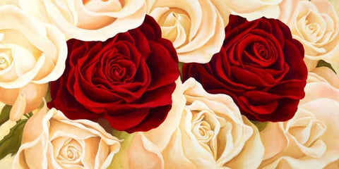 Rose composition White Modern Wood Framed Art Print with Double Matting by Biffi, Serena