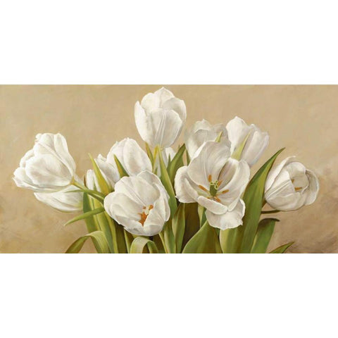 Tulipani bianchi Gold Ornate Wood Framed Art Print with Double Matting by Biffi, Serena