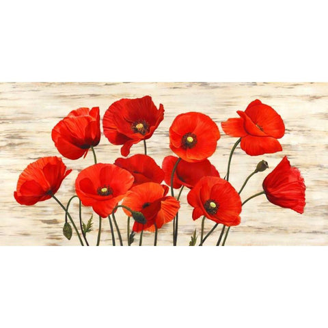 French Poppies Gold Ornate Wood Framed Art Print with Double Matting by Biffi, Serena