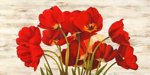 French Tulips Black Ornate Wood Framed Art Print with Double Matting by Biffi, Serena