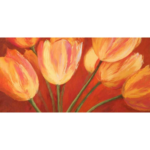 Orange Tulips Black Modern Wood Framed Art Print by Mei, Silvia