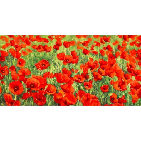 Poppy Field White Modern Wood Framed Art Print by Mei, Silvia