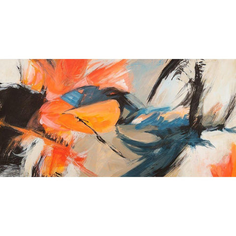 Oranges and Blues Black Modern Wood Framed Art Print by Jim, Stone
