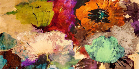 Floating Flowers (detail) White Modern Wood Framed Art Print with Double Matting by Stone, Jim