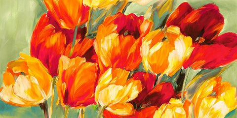Field of Tulips Black Ornate Wood Framed Art Print with Double Matting by Stone, Jim