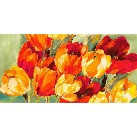 Field of Tulips Gold Ornate Wood Framed Art Print with Double Matting by Stone, Jim