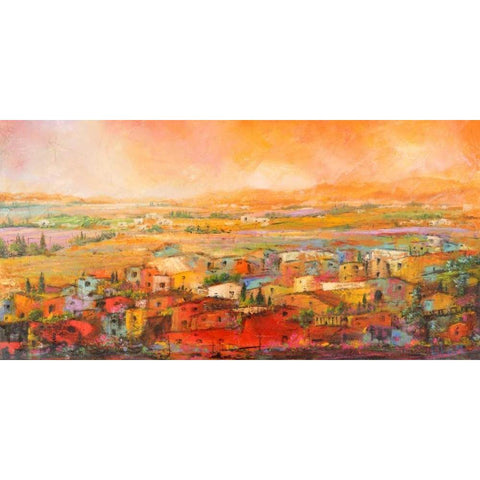 Villaggio delle colline Gold Ornate Wood Framed Art Print with Double Matting by Marzari, Tebo