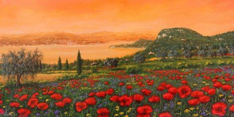 Dalle colline White Modern Wood Framed Art Print with Double Matting by Marzari, Tebo