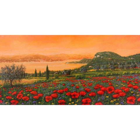 Dalle colline Black Modern Wood Framed Art Print with Double Matting by Marzari, Tebo