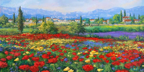 Campagna dolce campagna White Modern Wood Framed Art Print with Double Matting by Marzari, Tebo