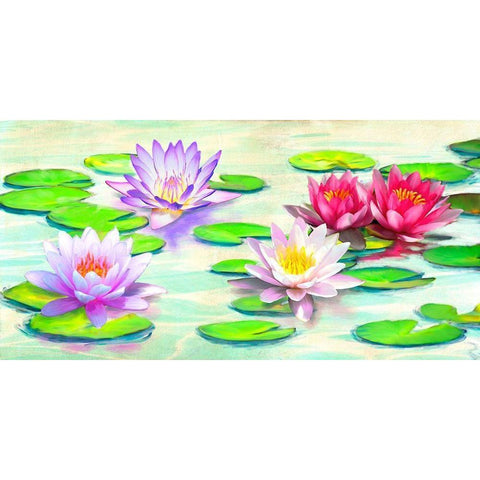 Nympheas White Modern Wood Framed Art Print by Rizzardi, Teo