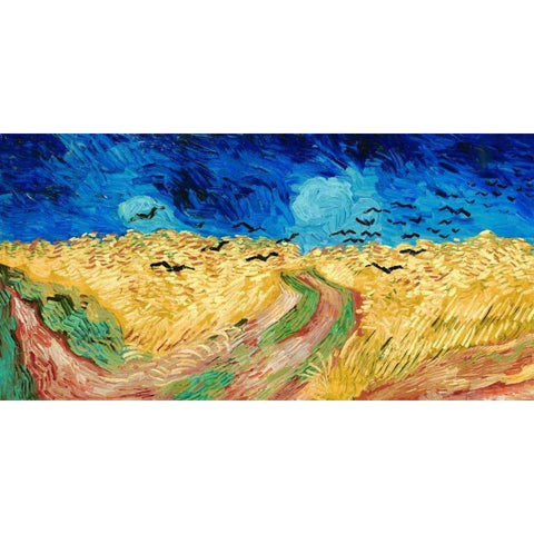 Wheat Field with Crows Black Modern Wood Framed Art Print with Double Matting by Van Gogh, Vincent