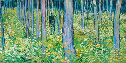 Undergrowth with two figures Black Ornate Wood Framed Art Print with Double Matting by van Gogh, Vincent