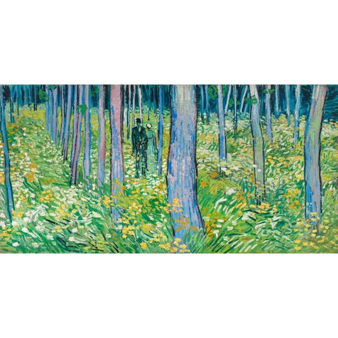 Undergrowth with two figures Black Modern Wood Framed Art Print with Double Matting by van Gogh, Vincent