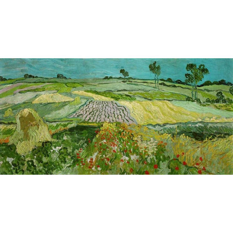 La plaine dAuvers White Modern Wood Framed Art Print by Van gogh, Vincent