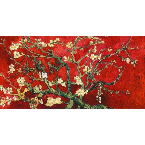 Mandorlo in fiore (red variation, detail) Black Modern Wood Framed Art Print with Double Matting by Van Gogh, Vincent