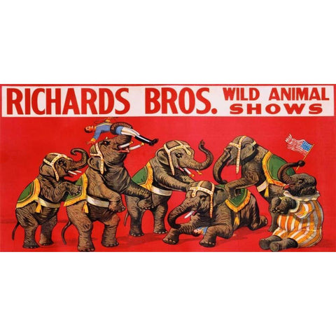 Richards Bros. Wild Animal Shows ca. 1925 Black Modern Wood Framed Art Print with Double Matting by Anonymous