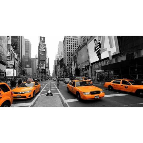 Times Square Manhattan Gold Ornate Wood Framed Art Print with Double Matting by Ratsenskiy, Vadim