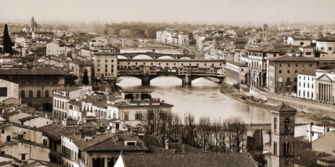Ponte Vecchio Florence White Modern Wood Framed Art Print with Double Matting by Ratsenskiy, Vadim