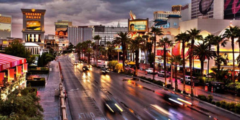 Las Vegas White Modern Wood Framed Art Print with Double Matting by Ratsenskiy, Vadim