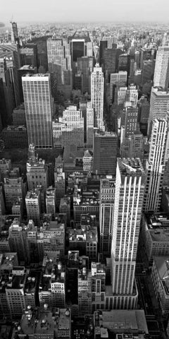 Skyscrapers in Manhattan II White Modern Wood Framed Art Print with Double Matting by Ratsenskiy, Vadim