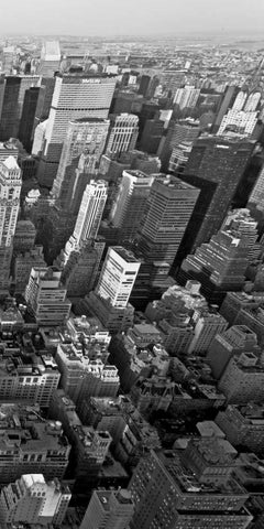 Skyscrapers in Manhattan III White Modern Wood Framed Art Print with Double Matting by Ratsenskiy, Vadim