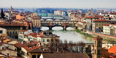 Ponte Vecchio Florence White Modern Wood Framed Art Print with Double Matting by Ratsenskiy, Vadim