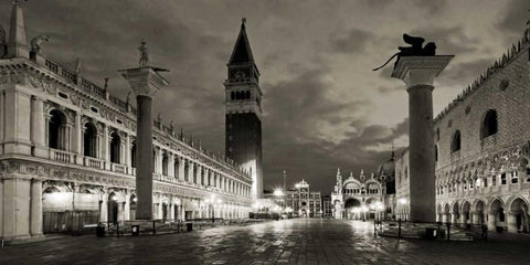 Piazza San Marco, Venice Black Ornate Wood Framed Art Print with Double Matting by Ratsenskiy, Vadim