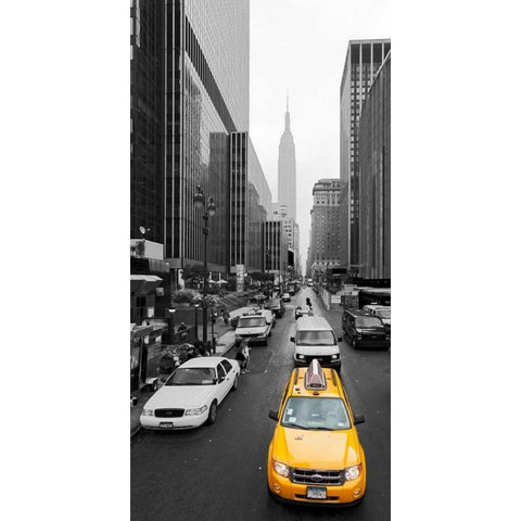 Taxi in Manhattan, NYC Black Modern Wood Framed Art Print with Double Matting by Ratsenskiy, Vadim