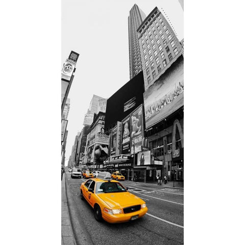 Taxi in Times Square, NYC Black Modern Wood Framed Art Print with Double Matting by Ratsenskiy, Vadim