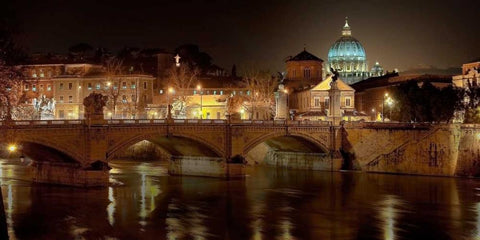 Rome at night Black Ornate Wood Framed Art Print with Double Matting by Ratsenskiy, Vadim