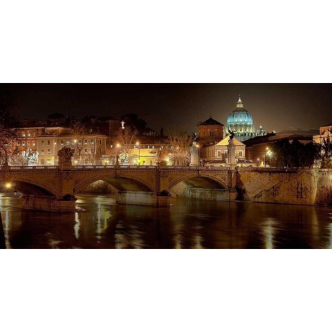Rome at night Black Modern Wood Framed Art Print with Double Matting by Ratsenskiy, Vadim