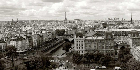 Paris Panorama Black Ornate Wood Framed Art Print with Double Matting by Ratsenskiy, Vadim