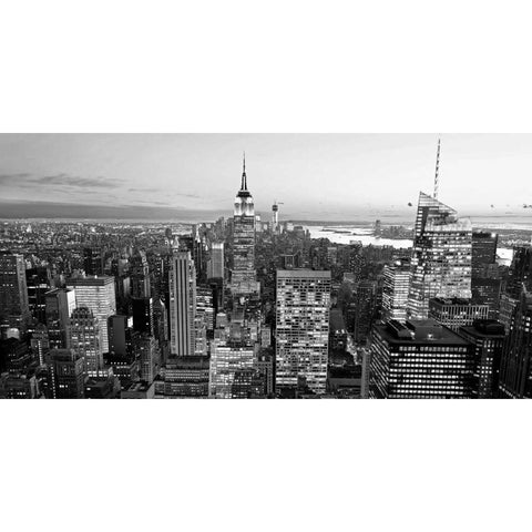 Aerial view of Manhattan, NYC Black Modern Wood Framed Art Print with Double Matting by Ratsenskiy, Vadim