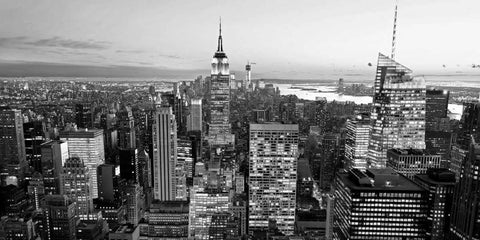 Aerial view of Manhattan, NYC Black Ornate Wood Framed Art Print with Double Matting by Ratsenskiy, Vadim