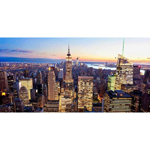 Aerial view of Manhattan, NYC White Modern Wood Framed Art Print by Ratsenskiy, Vadim