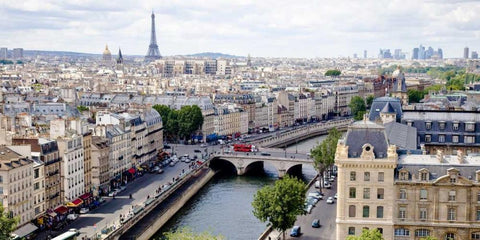 View of Paris White Modern Wood Framed Art Print with Double Matting by Ratsenskiy, Vadim
