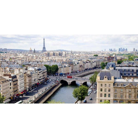 View of Paris Black Modern Wood Framed Art Print with Double Matting by Ratsenskiy, Vadim