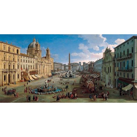 Piazza Navona Rome White Modern Wood Framed Art Print by van Wittel, Gaspar