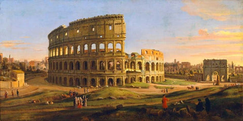Veduta del Colosseo White Modern Wood Framed Art Print with Double Matting by Van Wittel, Gaspar