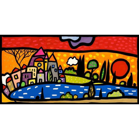 Tramonto sul lago White Modern Wood Framed Art Print by Wallas